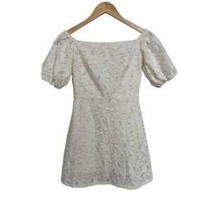 & Other Stories Paris Atelier Floral Puff Sleeve Mini Dress White Ivory Size 2‎